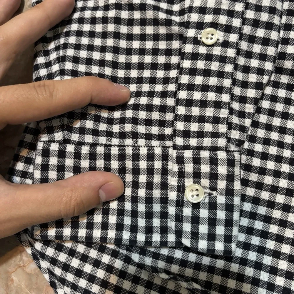 Polo Ralph Lauren Shirt Mens XL Black Classic Fit Gingham Oxford OCBD